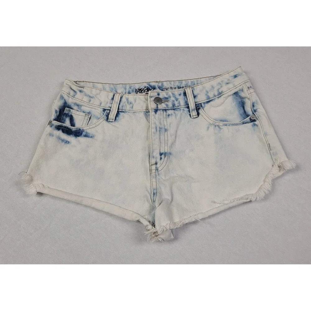 Mossimo High-Rise Short Short White Acid-Wash Denim Shorts Women's Size 6/28